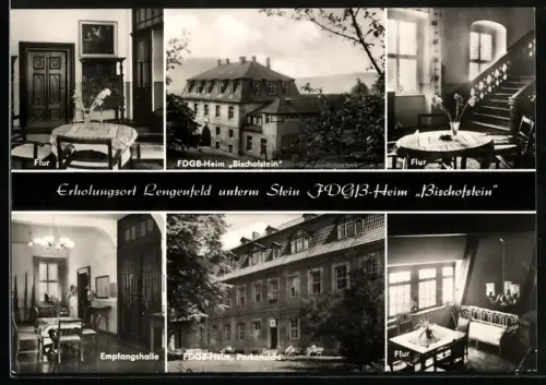 AK Lengenfeld unterm Stein, FDGB-Heim Bischofstein, Innenansichten, Empfangshalle und Flur