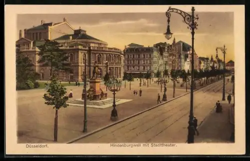 AK Düsseldorf, Hindenburgwall mit Stadttheater