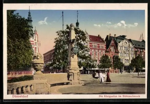 AK Düsseldorf, Königsallee im Blütenschmuck