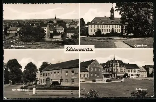 AK Elsterwerda, Oberschule, Karl-Marx-Platz, Marktplatz