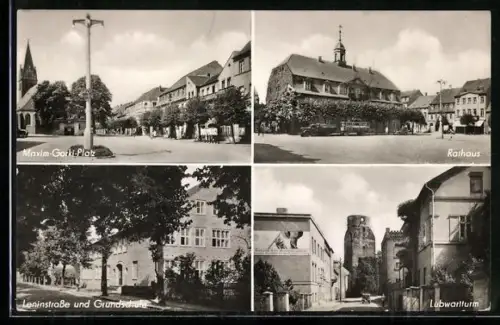 AK Bad Liebenwerda, Rathaus, Lubwartturm, Leninstrasse und Grundschule