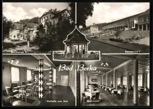 AK Bad Berka /Ilm, Sanatorium I, Sanatorium II, Vorhalle zum Arzt, Speisesaal