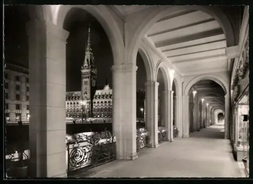 AK Hamburg, Alsterarkaden und Rathaus