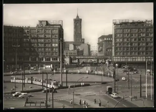 AK Berlin, Alexanderplatz mit Strassenbahn