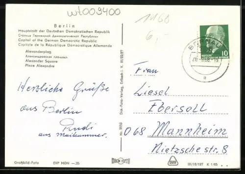 AK Berlin, Alexanderplatz mit Strassenbahn