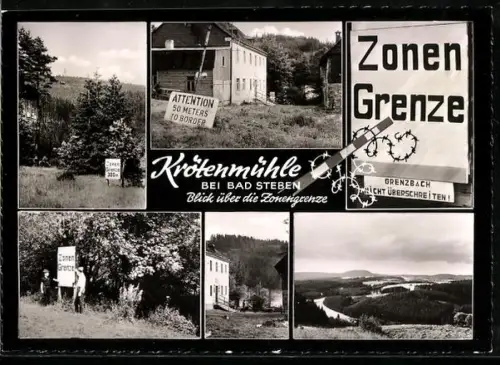AK Bad Steben, Gasthaus Krötenmühle, Blick über die Zonengrenze