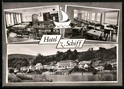 AK Neckarsteinach bei Heidelberg, Hotel zum Schiff, Bes. Val. Gärtner und Sohn