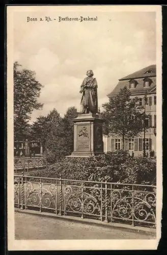 AK Bonn, Ansicht vom Beethoven Denkmal