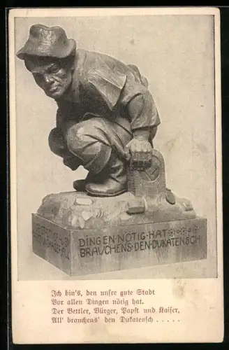 AK Würzburg, das Dukatenmännlein im Würzburger Ratskeller, Gedicht