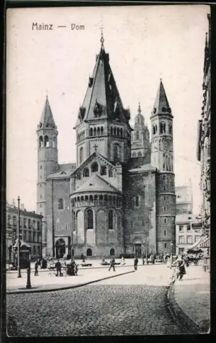 AK Mainz, Dom mit Strasse