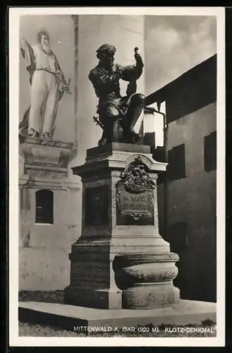 AK Mittenwald /Isar, Am Klotz-Denkmal