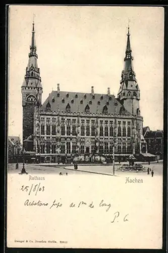AK Aachen, Rathaus, Vorderansicht