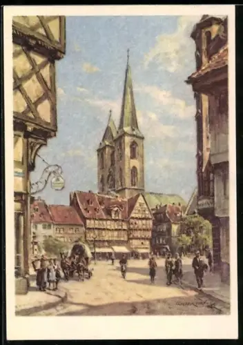 Künstler-AK Halberstadt, Holzmarkt