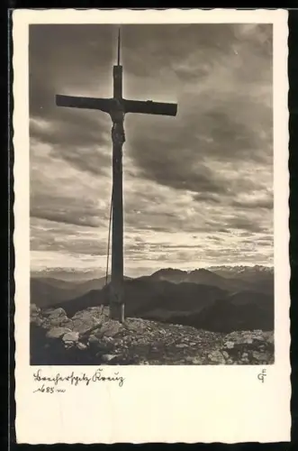 AK Brecherspitz Kreuz mit Bergpanorama