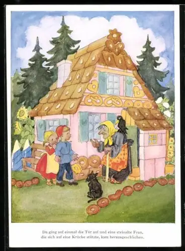 AK Hänsel und Gretel am Haus der Hexe