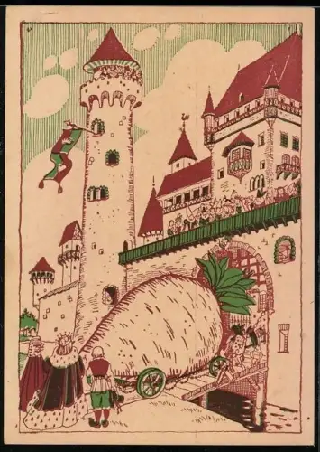 AK Grosse Rübe wird durch ein Burgtor gefahren