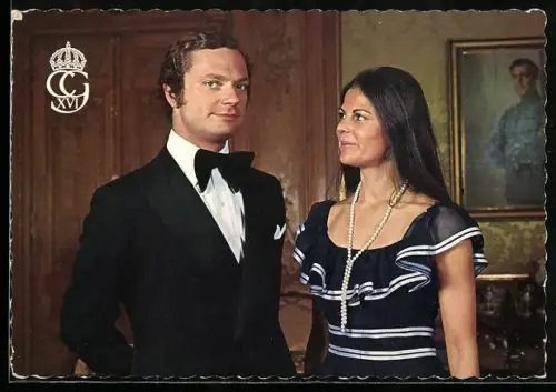 AK König Carl XVI Gustaf und Silvia Sommerlath in Königlichen Schloss 1976