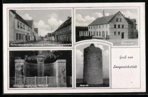 AK Langeneichstädt, Handlung von P. Winzer in der Langestrasse, Molkerei