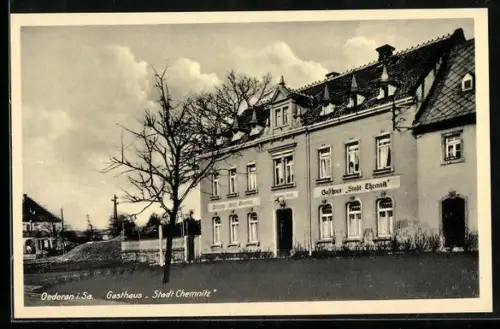 AK Oederan i. Sa., Aussenansicht des Gasthauses Stadt Chemnitz, Bes. Johannes Arnord