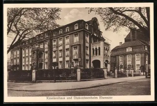 AK Hamburg-Barmbek, Friedrichsfelderstrasse 53 mit Krankenhaus und Diakonissenheim Ebenezer