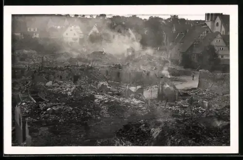Foto-AK Öschelbronn, Folgen des Brandes 1933