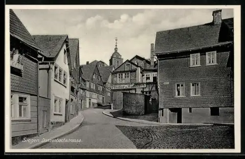 AK Siegen, Partie an der Donzenbachstrasse mit Geschäft von Pfeifer & Hombach