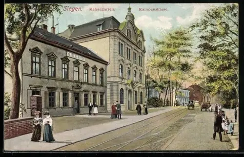 AK Siegen, Partie in der Kampenstrasse mit Gasthof Kaisergarten