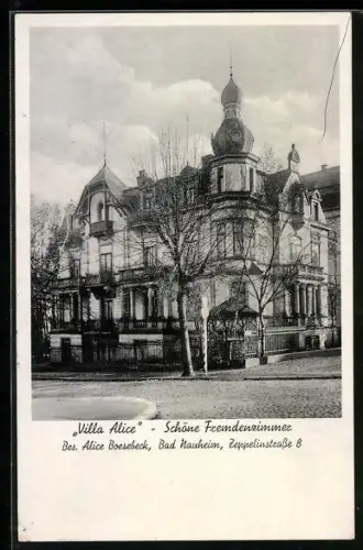 AK Bad Nauheim, Hotel Villa Alice, Bes. Alice Boesebeck, Zeppelinstrasse 8