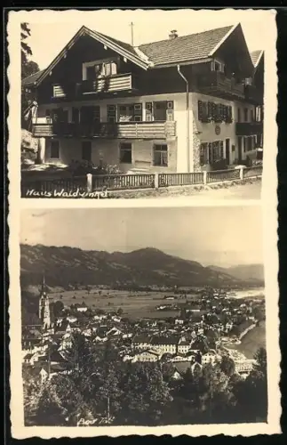 AK Bad Tölz, Hotel-Pension Haus Waldwinkel, Blick über den Ort