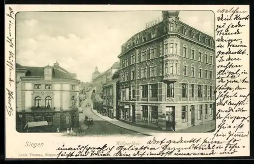 AK Siegen, Kölnerthor, Gasthof Wilh. Schneck und Hotel Fürst Moritz