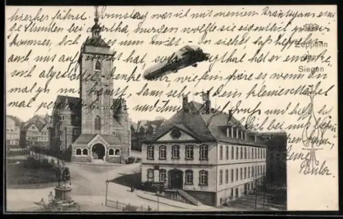 AK Siegen, Zeppelin neben der Kirche
