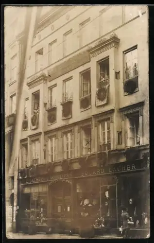 Foto-AK München, Geschäft Eduard Lacher in der Kaufinger Strasse 5