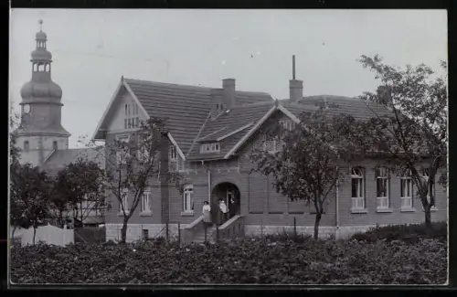 Foto-AK Elxleben /Ilm-Kreis, Kirche und Pfarrhaus