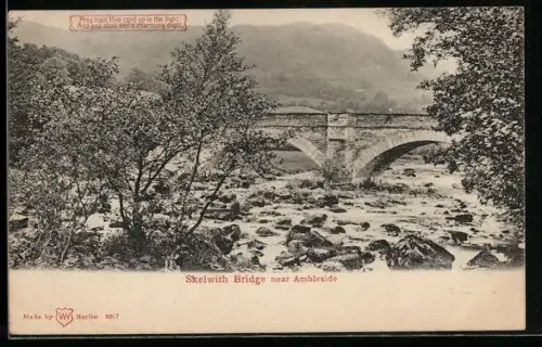 AK Skelwith Bridge near Ambleside, Motiv in Farbe im Gegenlicht, Halt gegen das Licht