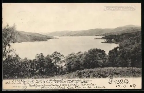 AK Loch Katrine, Motiv in Farbe im Gegenlicht, Halt gegen das Licht