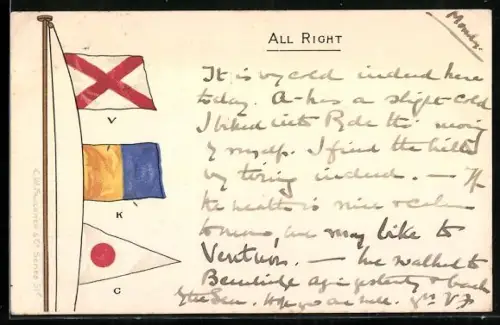 AK Signalflaggen-Kombination VKC, An Bord alles wohl