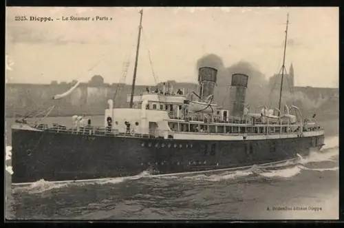AK Dieppe, Passagierschiff Paris verlässt den Hafen
