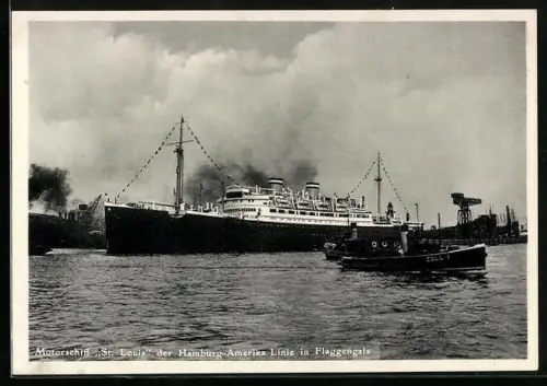 AK Motorschiff St. Louis der Hamburg-Amerika Linie in Flaggengala, Passagierschiff