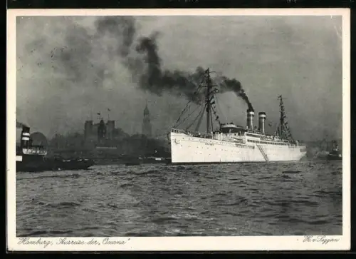 AK Hamburg, Ausreise vom Passagierschiff Oceana