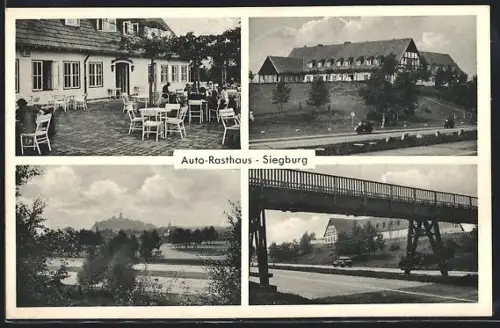 AK Siegburg, Autobahn-Rasthaus mit Terrasse, Inh.: Fritz Linden, versch. Ansichten