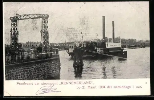 AK Velsen, Proefvaaart der stoompont Kennemerland, 1904