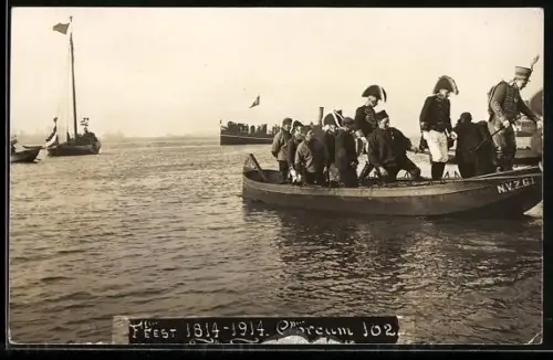 AK Gorinchem, Gorcum, Feest 1814-1914, Bootsfahrt