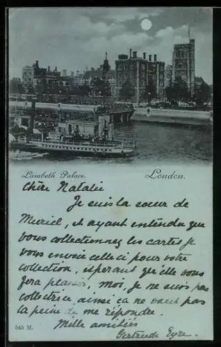 Mondschein-AK London, Lambeth Palace