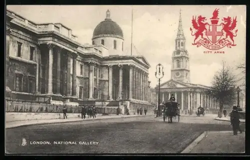 AK London, National Gallery, Pferdekutschen, Wappen