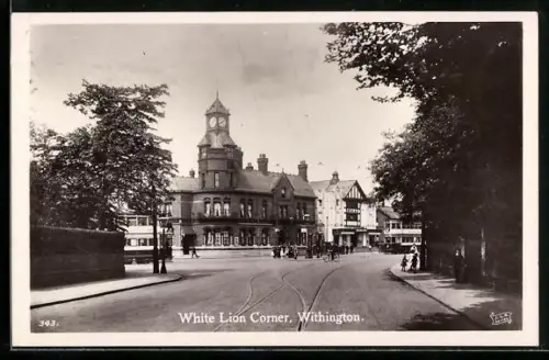 AK Withington, White Lion Corner, Strassenpartie