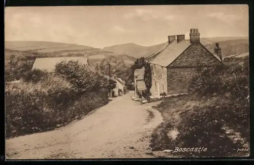 AK Boscastle, Partial view of the village with surroundings