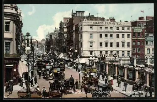 AK London, The Strand and Charing Cross Station