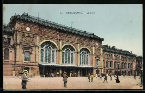 AK Strassburg, La Gare Centrale - Am Hauptbahnhof