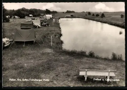 AK Heber /Lüneburger Heide, Freibad u. Campingplatz