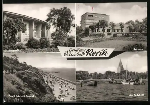 AK Rerik /Ostsee, Lesecafé, Kurhaus, Steilküste mit Strand, Am Salzhaff